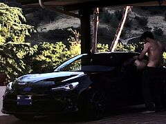 Angry blonde fucked on car by boyfriend while breaking up